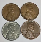 Rare Old 1941 1942 1943 1944 WWII US Steel Copper Penny Coin Vintage War Lot Set