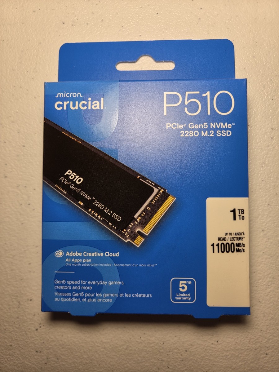 Crucial P510 1TB Gen5 NVMe PCIe 5.0 M.2 2280 Internal SSD 11,000