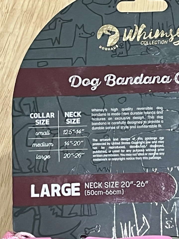 Whimsy Dog Bandana Collar Large 20”-26” Neck Reversible Pink Candy Cane Holiday - Image 4 of 4