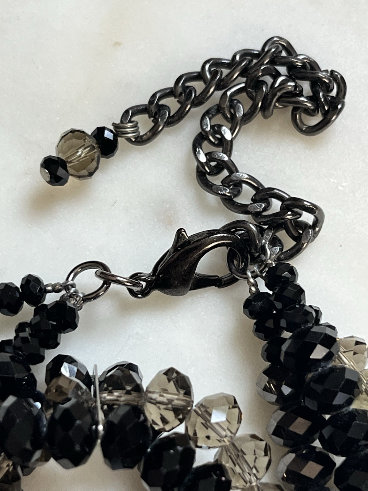 Faceted Beaded Statement Necklace Multi Strand Bl… - image 9