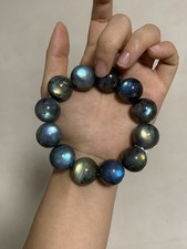 Natural Labradorite Beaded Bracelet With Bright Flash 18mm