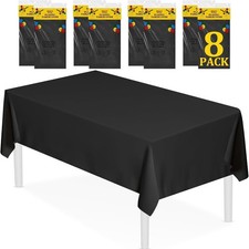 8 Pack 54" X 108" Premium Black Plastic Table Cloth,Disposable Rectangle Tablecl
