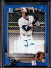 2025 Bowman Chrome Jordan Sanchez Auto Blue Refractor 1st Prospect #/150 Orioles