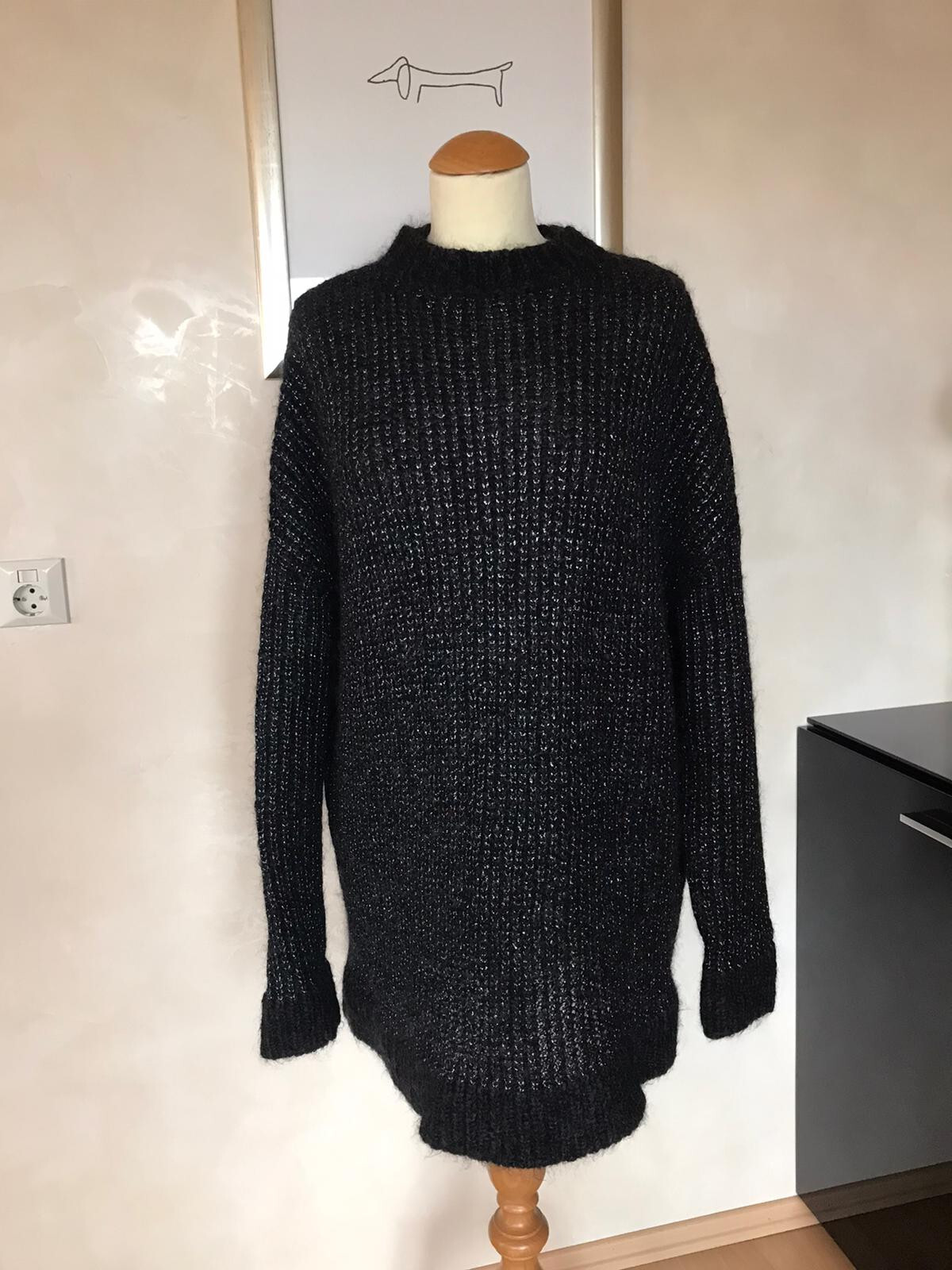 saint laurent maglione mohair donna nero metallizzato taglia L