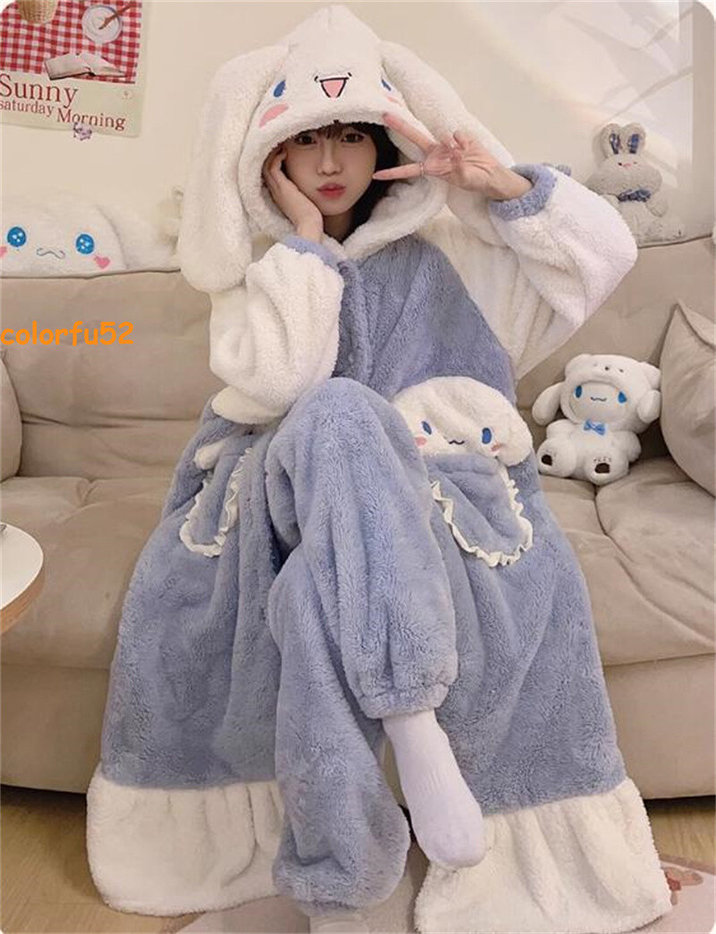 Cinnamoroll Coral Fleece Sleeping Robe Pants Girl Pajamas Winter