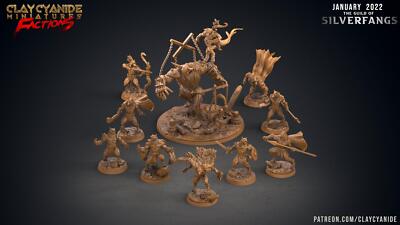 3D Printed Clay Cyanide Silverfangs Guild Werewolf Fox Tribes Factions Ragnarok