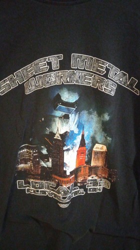 Cleveland Union T- Shirt Size Large Men's Black Sheet Metal Double Sided - Picture 2 of 4