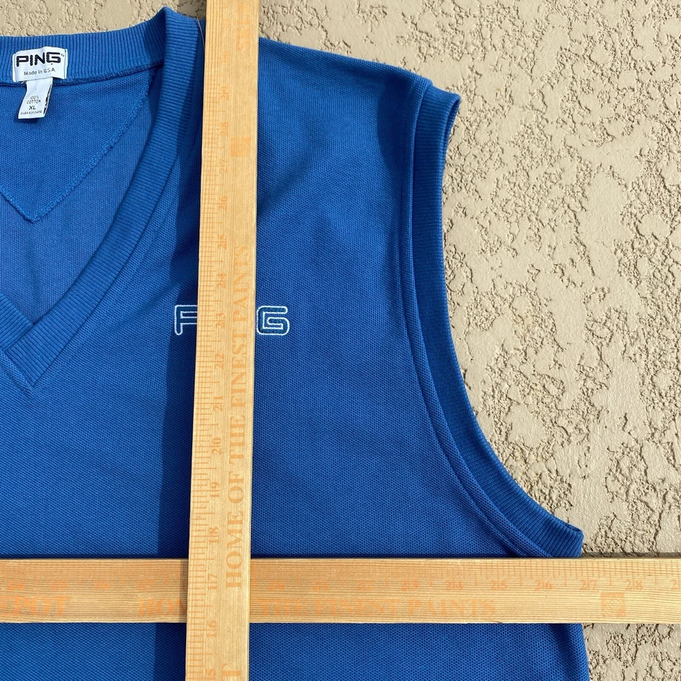 Chaleco Suéter Vintage PING Karsten Algodón Azul XLarge Hecho en EE. UU. Foto 4 de 4