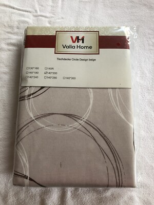 H008 Valia Home Tischdecke 140x200 Circle Design beige Kreise Kreismuster braun