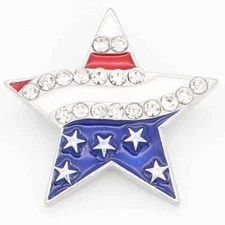Snap Jewelry USA American Flag Star Enamel  18-20mm Fits Ginger Accessories