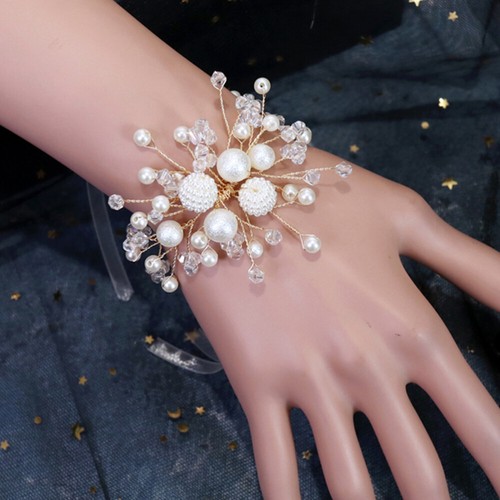 Hand Flower Prom Bride Wristband Silk Flower Wrist Band Corsage Wrist