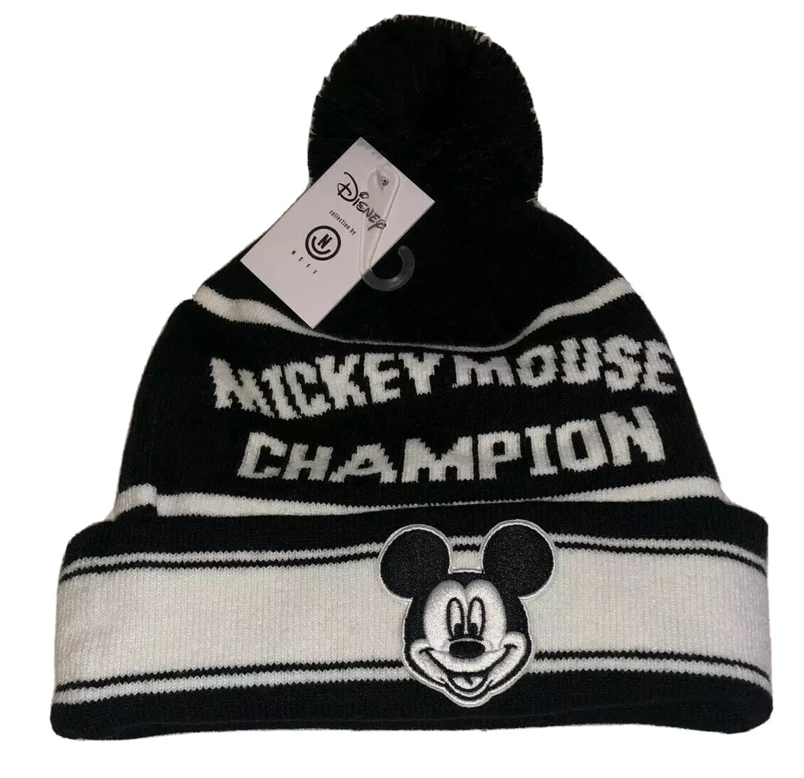 NEFF Mickey Mouse Champion Beanie Hat Men OSFM Black White w Logo Disney  Skate | eBay