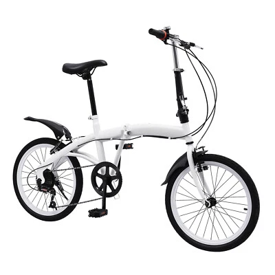Used!!!White Folding Bike Foldable City Walk Bike for Adult 20" Commute Bicycle - Image 1 of 4