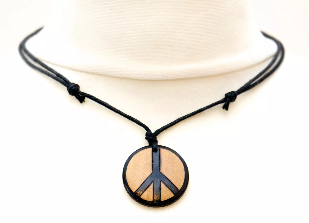 Earth Accessories Adjustable Peace Sign Pendant Necklace with Organic –  Shop Earth Accessories