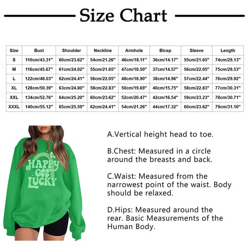 St Patrick's Day Casual Shamrock Lucky Gym Shirt Women Long Sleeve Sweatshirt - Picture 8 of 30
