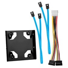 2.5 HDD to 3.5 Mount Converter 2 SSD Drive Tray Frame PC SATA Data Power Cable