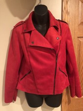 Republic Red Faux Leather Soft Suede Biker Jacket S