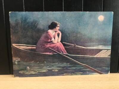WOMEN'S POSTCARD IN THE MOONLIGHT 1917