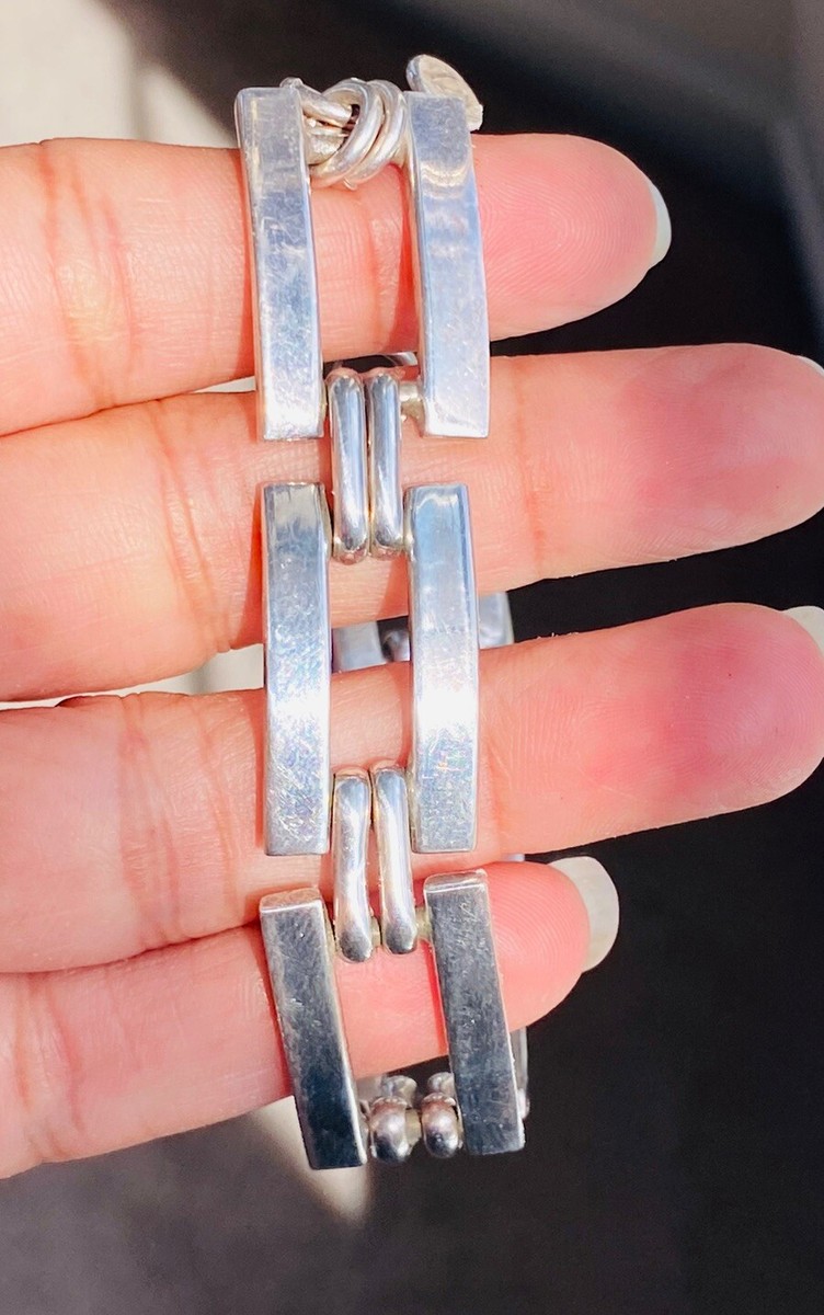 HEAVY VINTAGE MEXICO JRI STERLING SILVER LINK PANEL BAR