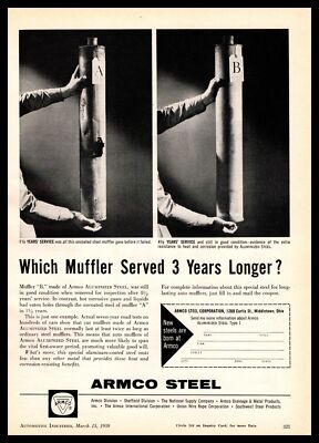 1959 ARMCO Aluminized Steel ''Which Muffler Served 3 Years Longer?'' Print Ad