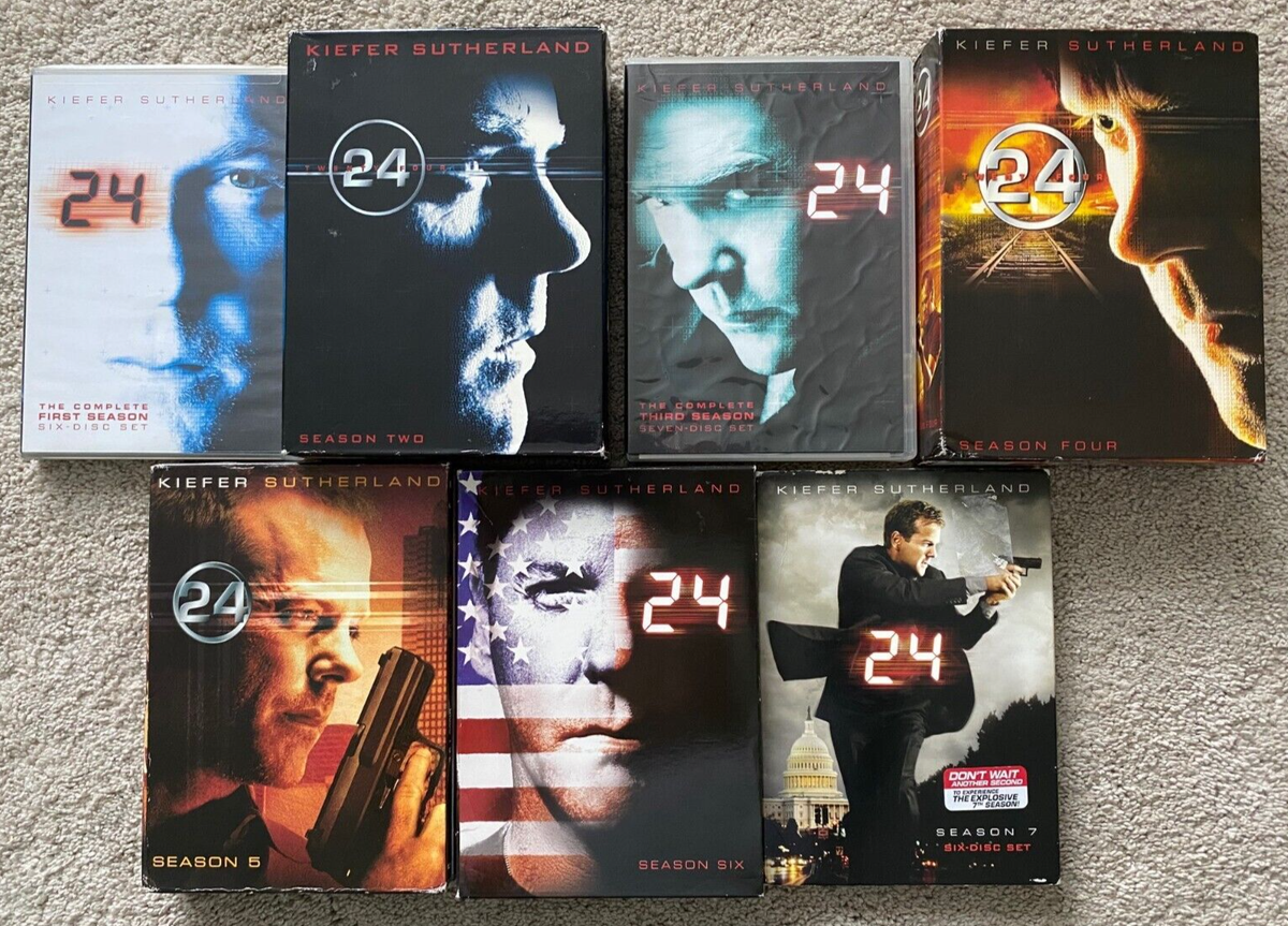 24 TV Show, Complete Seasons 1-7 DVD Box Sets, Kiefer Sutherland