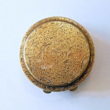 Fabulous Vintage 14K Yellow Gold Powder Puff Case Compact Signed Richard Hudnut