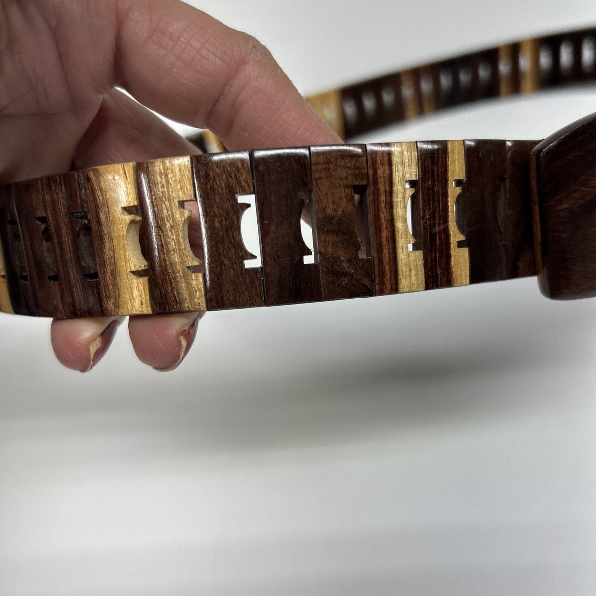 Wooden Link Belt Womens XL 52 Inch Dark Brown Good Boho Earthy Vintage JASGOOD Women main image 4