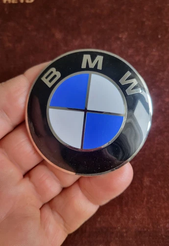VINTAGE ENAMEL AUTOMOBILE RADIATOR CAR EMBLEM / BADGE # BMW GERMANY