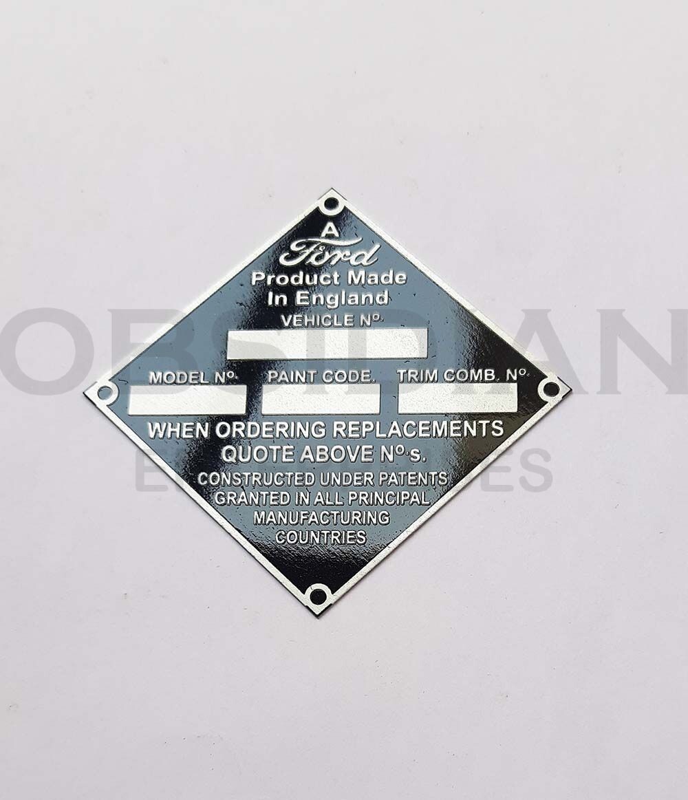 Customized Alloy Blank 1962-63 Name Plate for Ford MK1 Cortina Classic