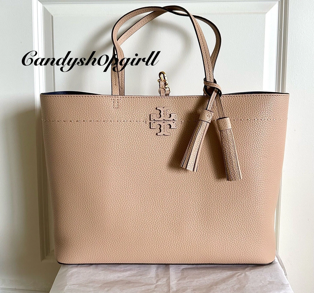 Tory+Burch+McGraw+Chain+Shoulder+Slouchy+Tote+Devon+Sand+41780 for sale  online