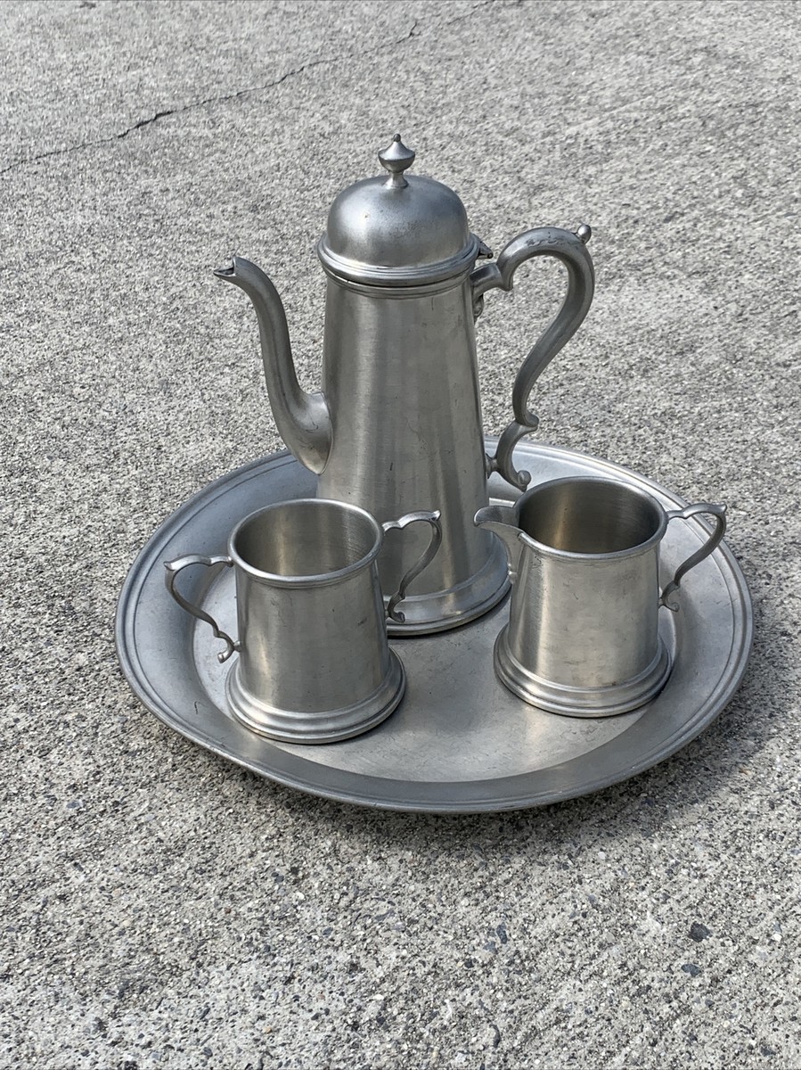 Vintage COLONIAL PEWTER BOARDMAN #130 & 115 Heart Handle Platter