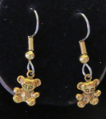 Tiny Teddy Bear Earrings 24 Karat Gold Plate Bears