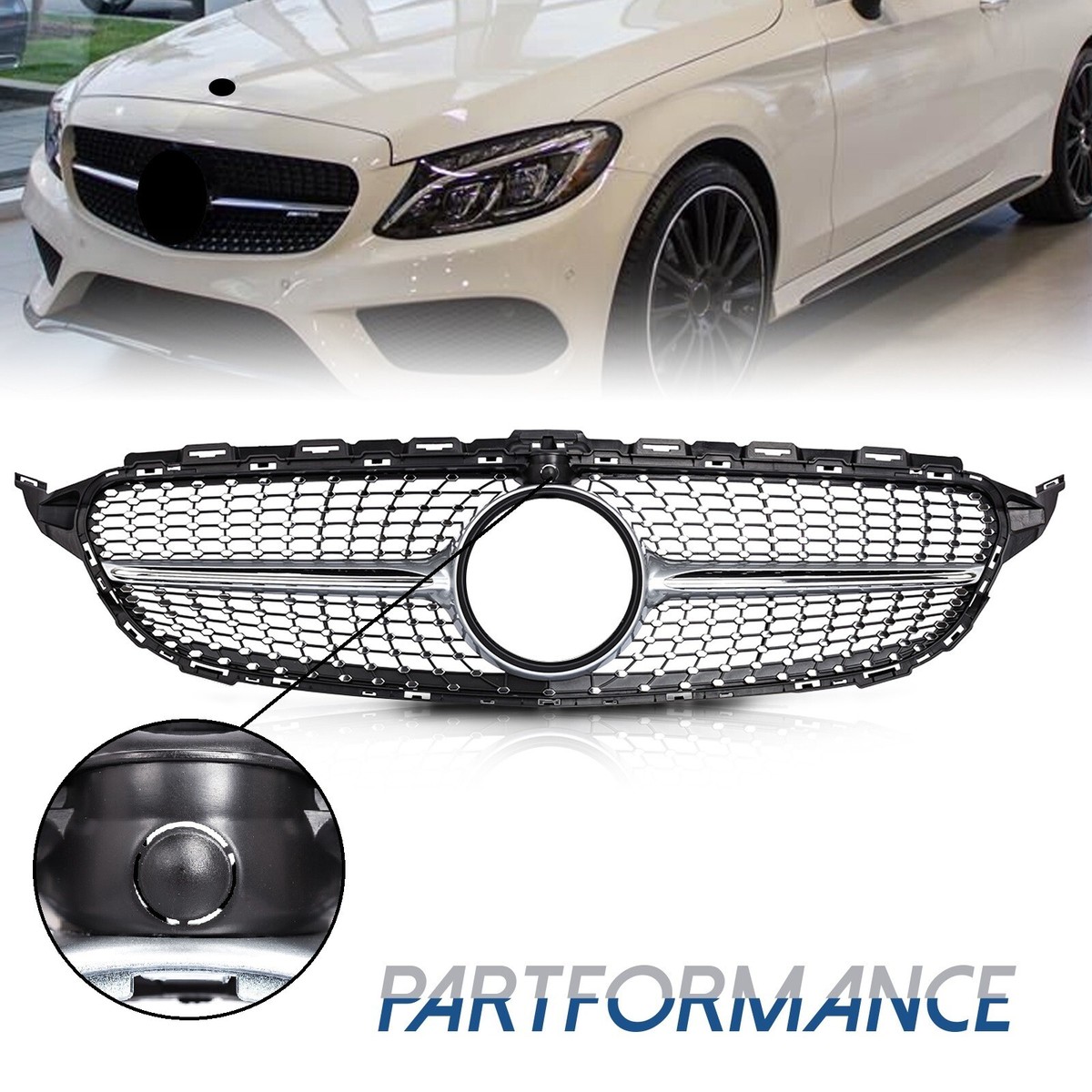 Diamond Grill For Mercedes Benz W205 C Class C250 C300 C400