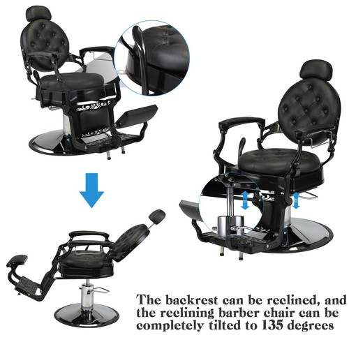 Vintage Heavy Hydraulic Duty Barber Chair Recline Styling Beauty Salon