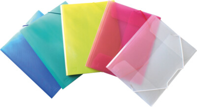 EXXO Eckspanner Gummizugmappe DIN A4 PP Gummizug Einschlagmappe versch. Farben