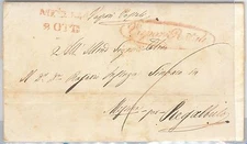 47121 KINGDOM postal history - PRECURSORS pre-philatelic envelope POSTAL VAPORS 1844