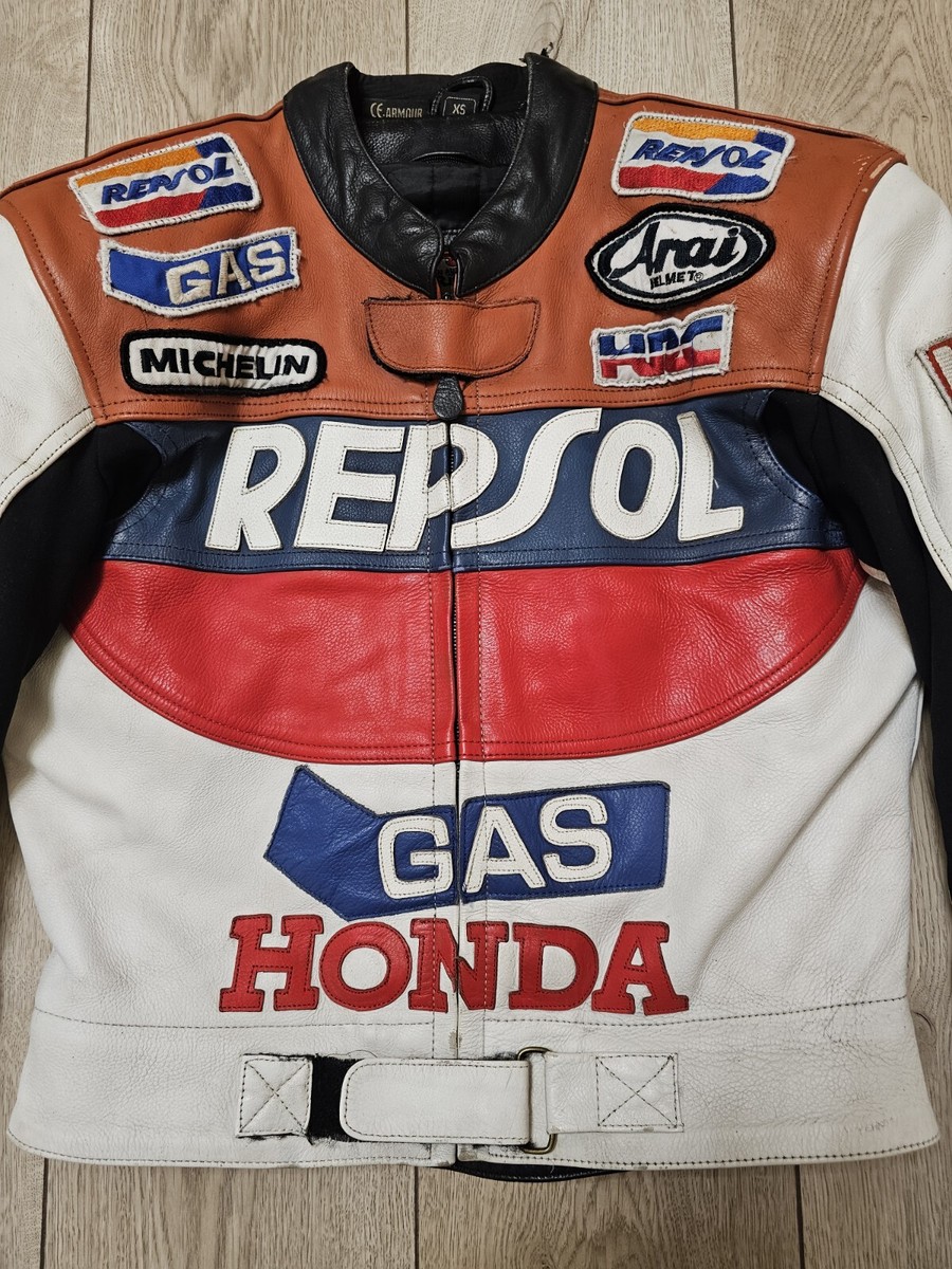 HONDA RACING LEATHER JACKET HONDA REPSOL TEAM VINTAGE JACKET 90s