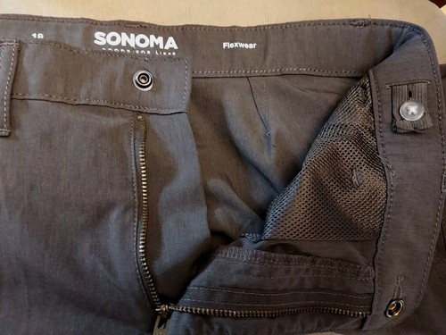 Sonoma Flexwear Tech Shorts Brown Youth Boys Size 18 Regular Zip Cargo Pocket - Picture 5 of 7
