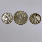 Lot $2 face 1922 Peace Silver Dollar (2) 1944 Walking Liberty 90% Below Melt