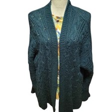Dark Green Open Front Cardigan