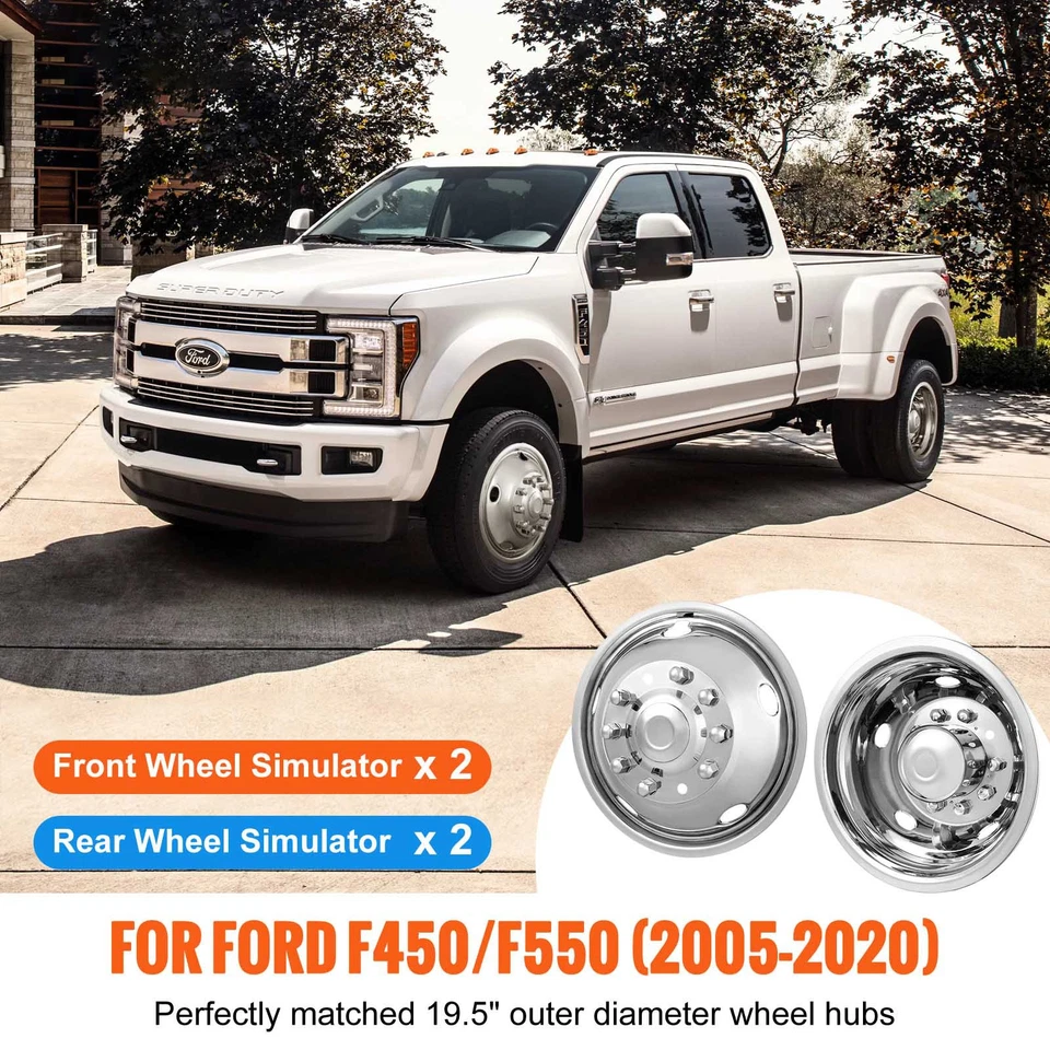 19.5" Wheel Simulators Cover Stainless Steel 2005-2020 Ford F450/F550 4 pc - Image 2 of 4
