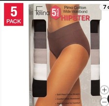 Felina, 5 pk - Women's Wide Waistband Hipster  Black Color Pack Choose Size 