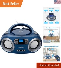 Portable CD Player Boombox with FM Radio, Bluetooth, USB Port, AUX Input, and...
