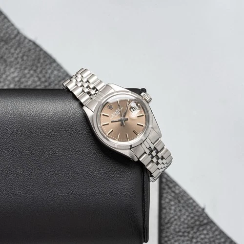 Rolex Date Engine-Turned Bezel Watch 26mm Slate Gray Dial