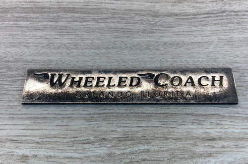 Vintage Wheeled Coach Ambulance Metal Emblem Orlando Florida EMS Tag Original