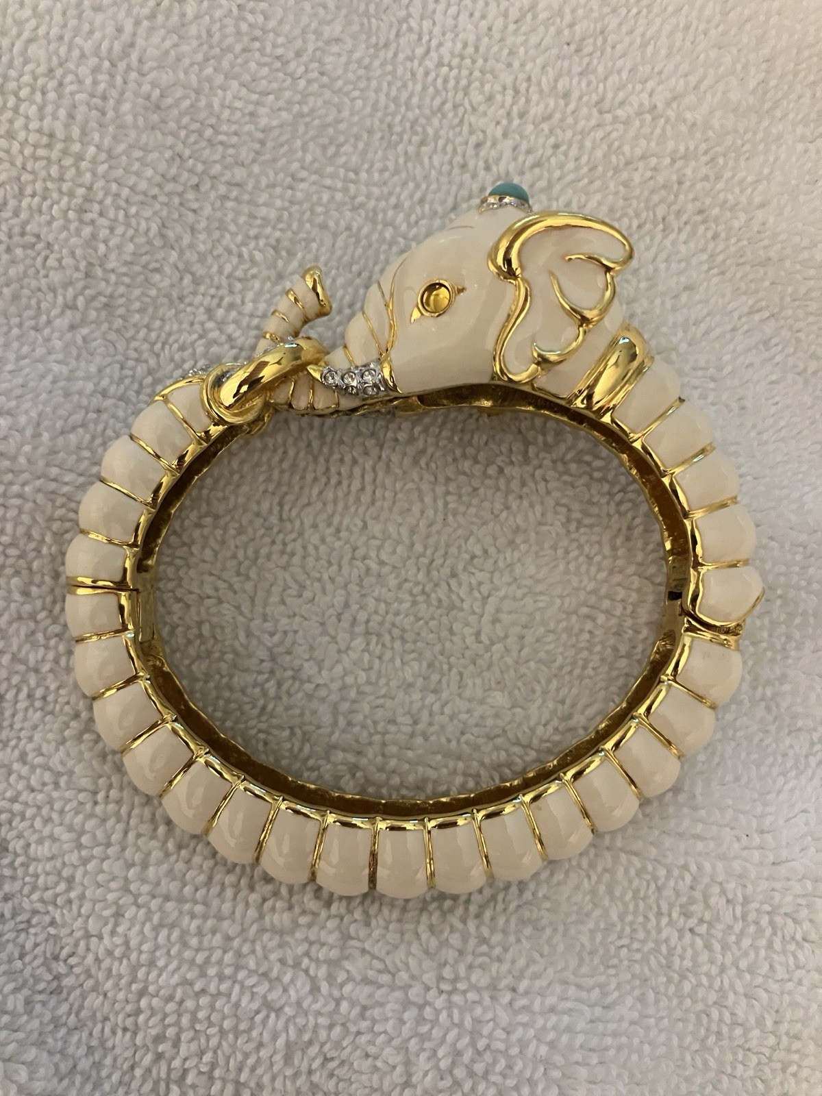 Vtg Kenneth Jay Lane KJL Faux Cabochon 3D IVORY E… - image 1