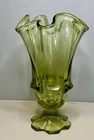 VTG Fenton Valencia Colonial Green Handkerchief Vase 7”