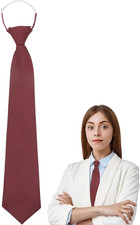 Womens Tie Black Tie for Woman, Adjustable Pre Tied Clip on Ties for Women Girls
