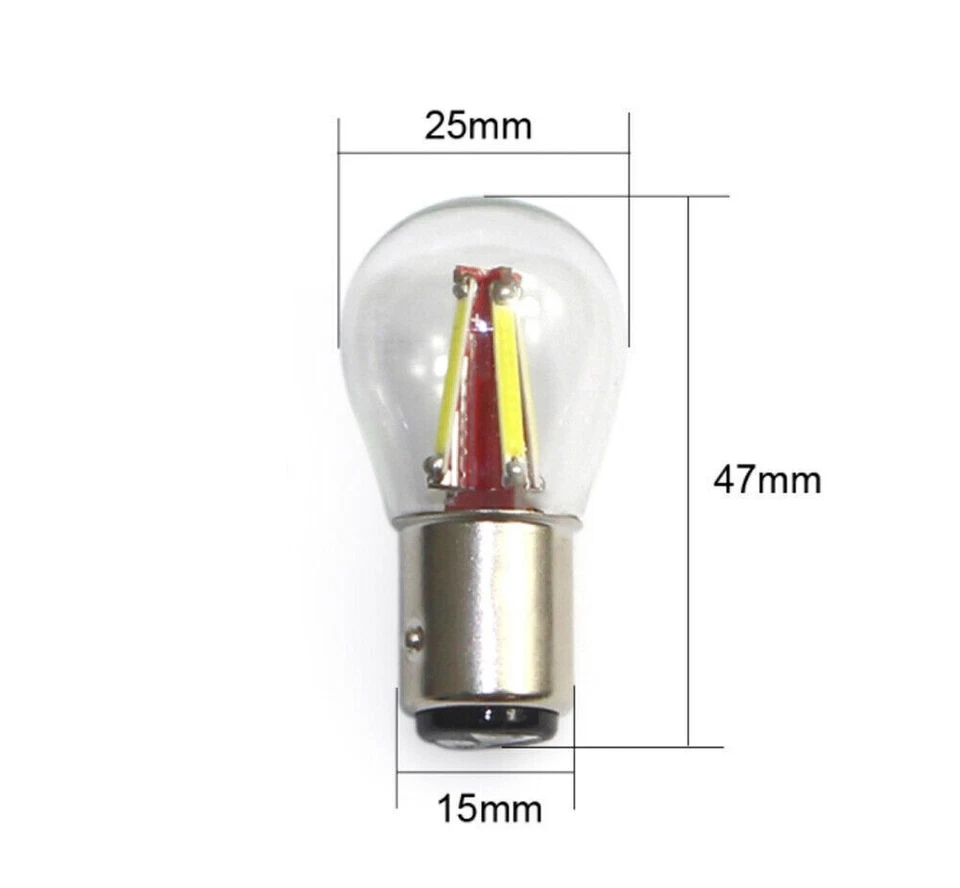 2STK Auto P21/5W BAY15D 1157 COB 4 LED Bremslicht Rückleuchte KFZ DC 12V-24V Rot - Bild 3 von 4