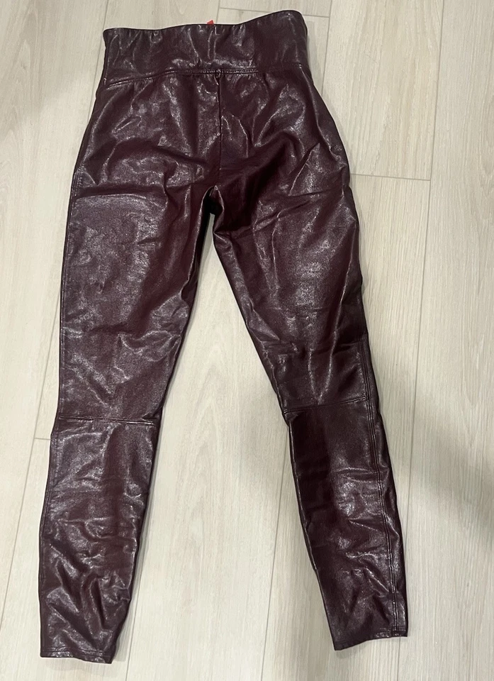 Spanx Faux Patent Leather Leggings Red Ruby 20301 Size Medium  - Image 2 of 4